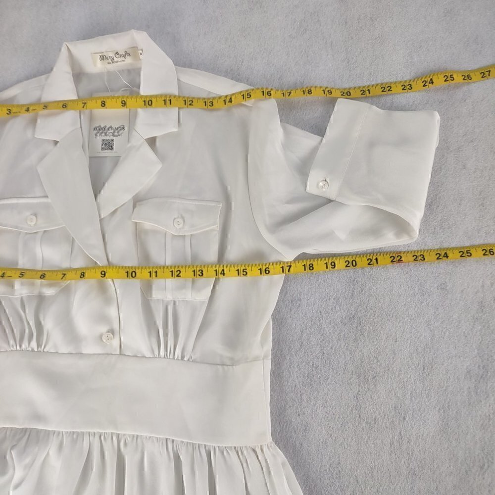 Marycrafts White Long Sleeve 2 Button Dress Size 8 (NWT) - Picture 8 of 12